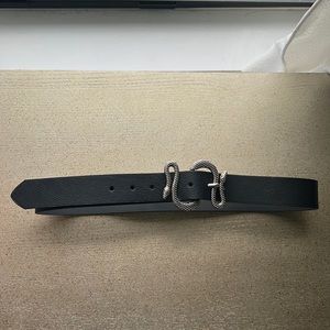 Express Black and Silver Snake Buckle Belt Size M